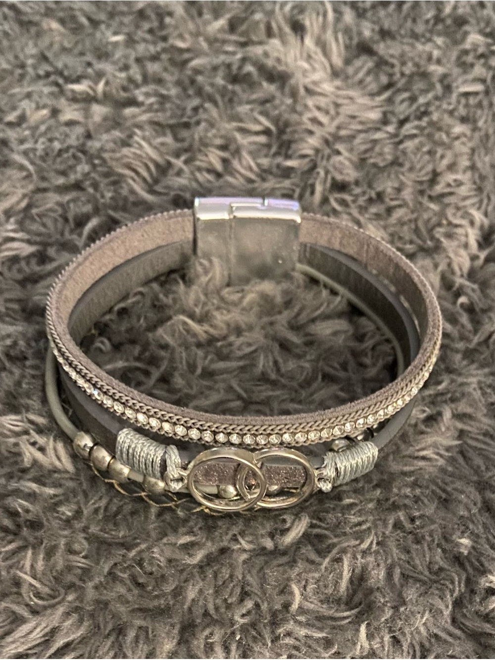 Silver Multi-Strand Women's Bracelet with Sparkling Accent